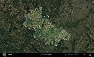 Wolsztynski İlçesi. Polonya 'nın idari alanı, koyu renkli bir B uydusu görüntüsüyle vurgulandı ve özetlendi