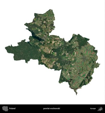 Wschowski İlçesi. Polonya 'nın idari bölgesi B uydusundaki görüntülerde beyazla izole edildi
