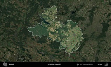 Wschowski İlçesi. Polonya 'nın idari alanı, koyu renkli bir B uydusu görüntüsüyle vurgulandı ve özetlendi