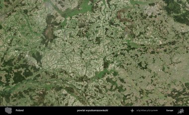 Wysokomazowiecki İlçesi. Polonya 'nın idari bölgesinde B uydusu görüntüleri