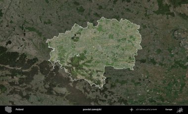 Zamojski İlçesi. Polonya 'nın idari alanı, koyu renkli bir B uydusu görüntüsüyle vurgulandı ve özetlendi