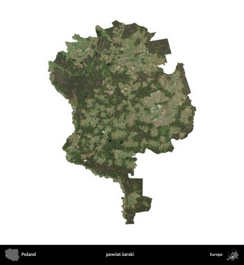 Zarski İlçesi. Polonya 'nın idari bölgesi B uydusundaki görüntülerde beyazla izole edildi