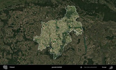 Zninski İlçesi. Polonya 'nın idari alanı, koyu renkli bir B uydusu görüntüsüyle vurgulandı ve özetlendi