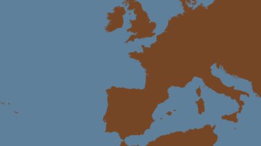 Biscay Körfezi. Patterson Silindirik Projeksiyonunda sağlam bir renk haritası üzerinde konum diyagramı