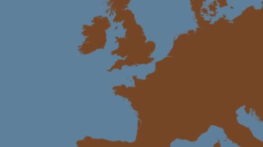 İngiliz kanalı. Patterson Silindirik Projeksiyonunda sağlam bir renk haritası üzerinde konum diyagramı