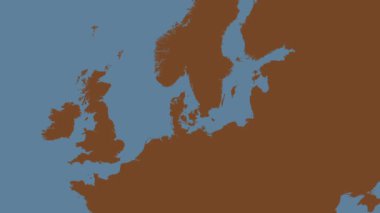 Kattegat. Patterson Silindirik Projeksiyonunda sağlam bir renk haritası üzerinde konum diyagramı