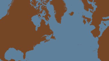 Labrador Denizi. Patterson Silindirik Projeksiyonunda sağlam bir renk haritası üzerinde konum diyagramı