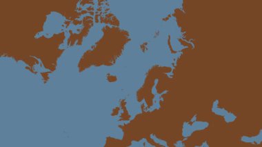 Norveç Denizi. Patterson Silindirik Projeksiyonunda sağlam bir renk haritası üzerinde konum diyagramı