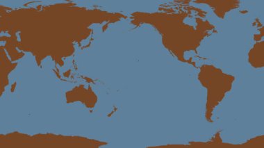 Pasifik Okyanusu. Patterson Silindirik Projeksiyonunda sağlam bir renk haritası üzerinde konum diyagramı