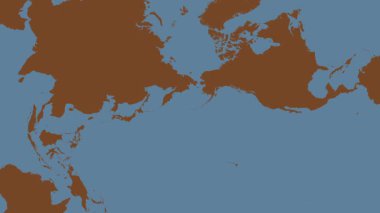 Pasifik Okyanusu 'nun altında. Patterson Silindirik Projeksiyonunda sağlam bir renk haritası üzerinde konum diyagramı