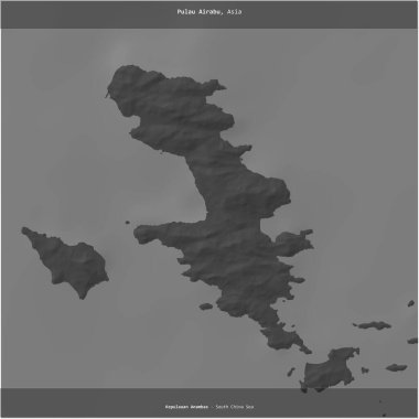 Güney Çin Denizi 'ndeki Pulau Airabu, Endonezya' ya ait, bir bilek yüksekliği haritasında kare şeklinde kesilmiş.