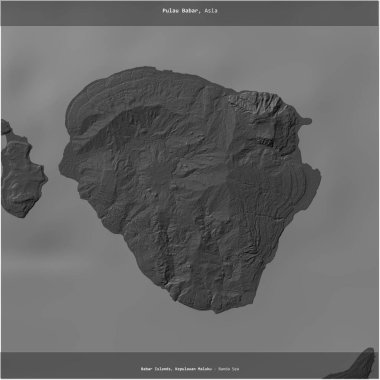 Endonezya 'ya ait Banda Denizi' ndeki Pulau Babar, bir bilek yüksekliği haritasında kare şeklinde kesilmiş.