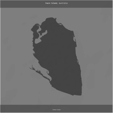 Hint Okyanusu 'ndaki Faure Adası, Avustralya' ya ait, bir bilek yüksekliği haritasında kare şeklinde kesilmiş.