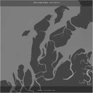 Brezilya 'ya ait Güney Atlantik Okyanusu' ndaki Ilha Jurumu Grande, bir bilek yüksekliği haritasında kare şeklinde kesilmiş.