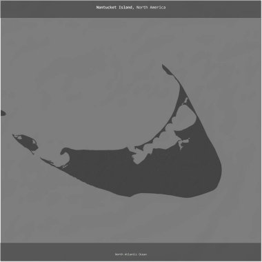 Kuzey Atlantik Okyanusu 'ndaki Nantucket Adası, Birleşik Devletler' e ait, bir bilek yüksekliği haritasında kare şeklinde kesilmiş.
