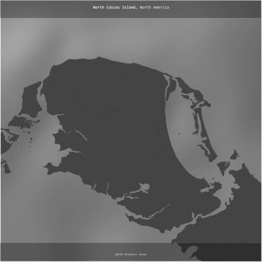 Kuzey Atlantik Okyanusu 'ndaki Turks ve Caicos Adalarına ait Kuzey Caicos Adası, bir bilek yüksekliği haritasında kare şeklinde kesilmiş.