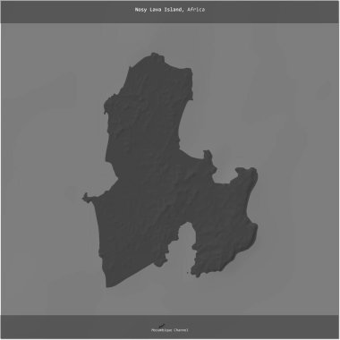 Madagaskar 'a ait Mozambik Kanalı' ndaki Meraklı Lav Adası, bilek yüksekliği haritasında kare şeklinde kesilmiş.