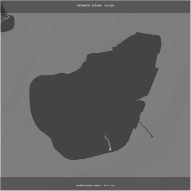 Kuzey Denizi 'ndeki Pellworm Adası, Almanya' ya ait, bir bilek yüksekliği haritasında kare şeklinde kesilmiş.