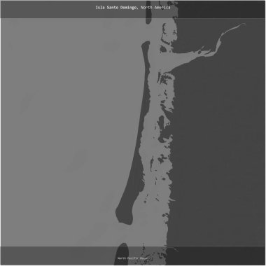 Meksika 'ya ait Kuzey Pasifik Okyanusu' ndaki Santo Domingo Adası bilek yüksekliği haritasında kare şeklinde kesilmiş.
