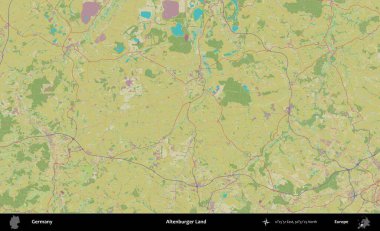 Altenburger Diyarı. Topografik İnsani Yardım Stili Haritasında Almanya 'nın idari alanı