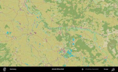 Anhalt-Bitterfeld. Topografik İnsani Yardım Stili Haritasında Almanya 'nın idari alanı