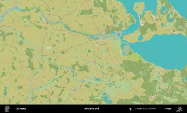 Anklam Diyarı. Topografik İnsani Yardım Stili Haritasında Almanya 'nın idari alanı