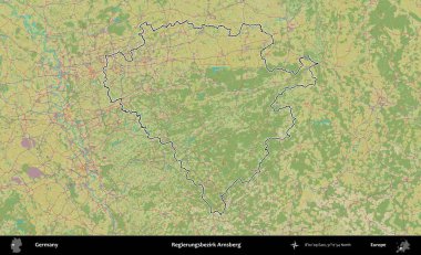 Regierungsbezirk Arnsberg. Almanya 'nın idari alanı Topografik İnsani Stil Haritası' nda özetlendi