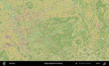 Regierungsbezirk Arnsberg. Topografik İnsani Yardım Stili Haritasında Almanya 'nın idari alanı