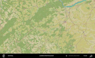 Landkreis Bad Kreuznach. Topografik İnsani Yardım Stili Haritasında Almanya 'nın idari alanı