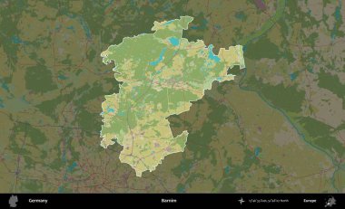 Barnim. Almanya 'nın idari alanı koyu renkli bir Topografik İnsani Yardım Stili haritasına vurgulandı ve özetlendi
