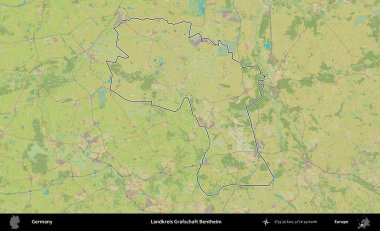 Landkreis Grafschaft Bentheim. Almanya 'nın idari alanı Topografik İnsani Stil Haritası' nda özetlendi