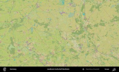 Landkreis Grafschaft Bentheim. Topografik İnsani Yardım Stili Haritasında Almanya 'nın idari alanı