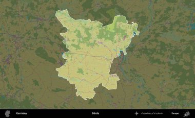 Sıkıcı. Almanya 'nın idari alanı koyu renkli bir Topografik İnsani Yardım Stili haritasına vurgulandı ve özetlendi