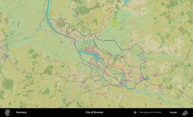 Bremen şehri. Almanya 'nın idari alanı Topografik İnsani Stil Haritası' nda özetlendi
