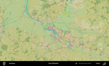 Bremen şehri. Topografik İnsani Yardım Stili Haritasında Almanya 'nın idari alanı