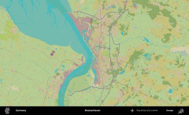 Bremerhaven 'da. Almanya 'nın idari alanı Topografik İnsani Stil Haritası' nda özetlendi