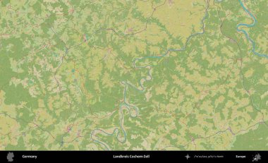 Landkreis Cochem-Zell. Topografik İnsani Yardım Stili Haritasında Almanya 'nın idari alanı