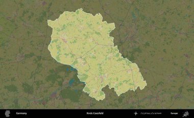 Kreis Coesfeld. Almanya 'nın idari alanı koyu renkli bir Topografik İnsani Yardım Stili haritasına vurgulandı ve özetlendi