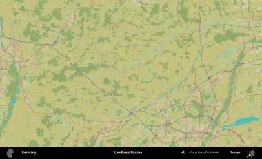 Landkreis Dachau. Topografik İnsani Yardım Stili Haritasında Almanya 'nın idari alanı
