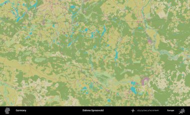Dahme-Spreewald. Topografik İnsani Yardım Stili Haritasında Almanya 'nın idari alanı