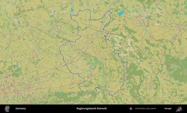 Regierungsbezirk Detmold. Almanya 'nın idari alanı Topografik İnsani Stil Haritası' nda özetlendi