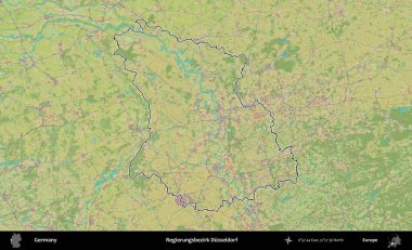 Regierungsbezirk Düsseldorf. Almanya 'nın idari alanı Topografik İnsani Stil Haritası' nda özetlendi