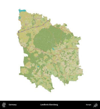 Landkreis Ebersberg. Almanya 'nın idari bölgesi Topografik İnsani Stil Haritasında beyaza izole edildi