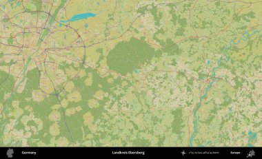 Landkreis Ebersberg. Topografik İnsani Yardım Stili Haritasında Almanya 'nın idari alanı