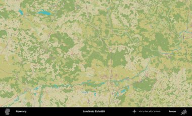 Landkreis Eichstatt. Topografik İnsani Yardım Stili Haritasında Almanya 'nın idari alanı