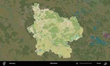Elbe-Elster. Almanya 'nın idari alanı koyu renkli bir Topografik İnsani Yardım Stili haritasına vurgulandı ve özetlendi