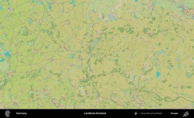 Landkreis Emsland. Topografik İnsani Yardım Stili Haritasında Almanya 'nın idari alanı