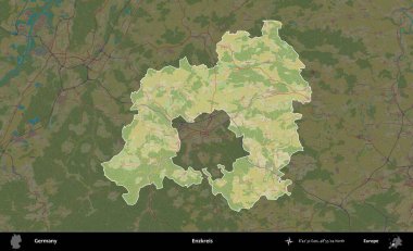 Enzkreis. Almanya 'nın idari alanı koyu renkli bir Topografik İnsani Yardım Stili haritasına vurgulandı ve özetlendi