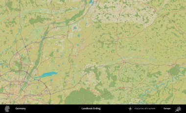 Landkreis Erding. Topografik İnsani Yardım Stili Haritasında Almanya 'nın idari alanı