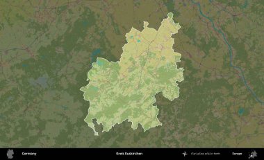 Kreis Euskirchen. Almanya 'nın idari alanı koyu renkli bir Topografik İnsani Yardım Stili haritasına vurgulandı ve özetlendi